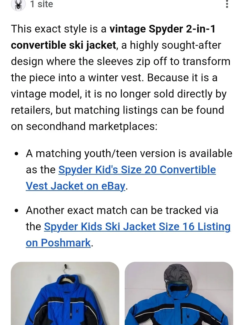 Vintage RARE Spyder 2-in-1 Convertible Ski Jacket Vest Blue Black Men’s M Y2K